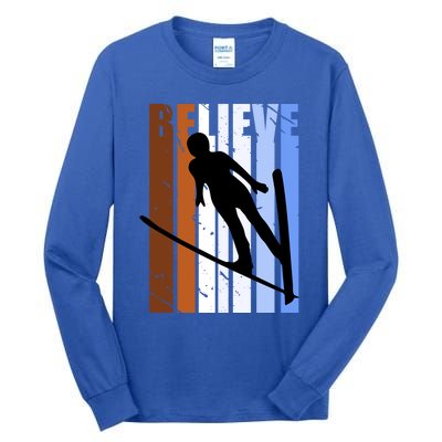 Retro Alpine Ski Jumping Jumper Female Competition Vintage Cool Gift Tall Long Sleeve T-Shirt