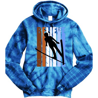 Retro Alpine Ski Jumping Jumper Female Competition Vintage Cool Gift Tie Dye Hoodie