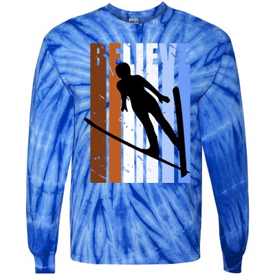 Retro Alpine Ski Jumping Jumper Female Competition Vintage Cool Gift Tie-Dye Long Sleeve Shirt