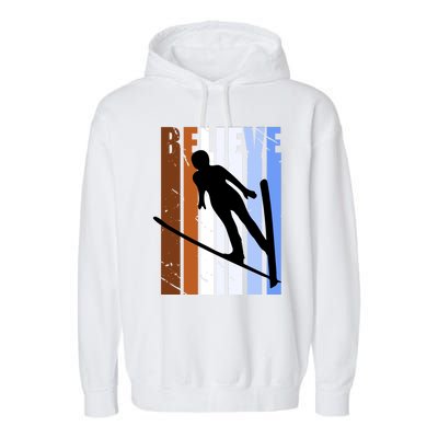 Retro Alpine Ski Jumping Jumper Female Competition Vintage Cool Gift Garment-Dyed Fleece Hoodie