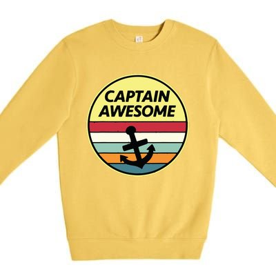 Retro Anchor Sailboat Vintage Sailing Captain Awesome Premium Crewneck Sweatshirt