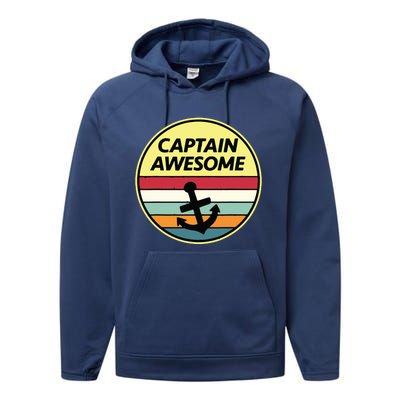 Retro Anchor Sailboat Vintage Sailing Captain Awesome Performance Fleece Hoodie