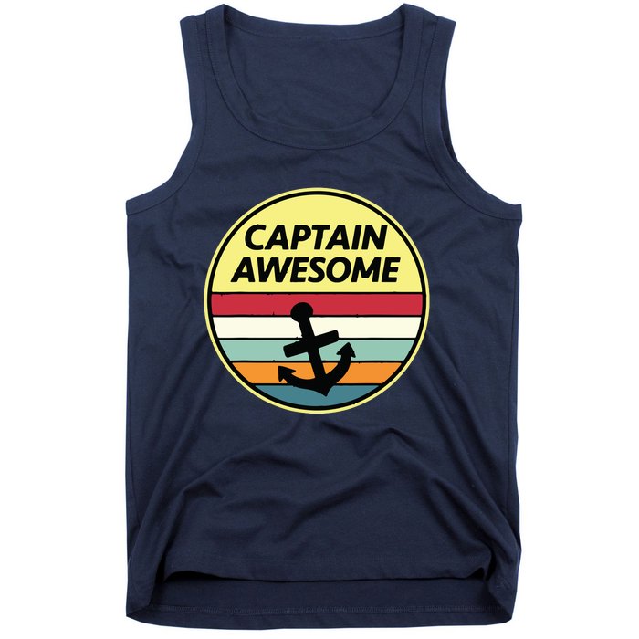 Retro Anchor Sailboat Vintage Sailing Captain Awesome Tank Top