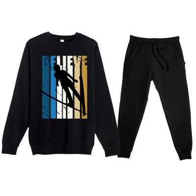 Retro Alpine Ski Jumping Jumper Female Competition Vintage Gift Premium Crewneck Sweatsuit Set