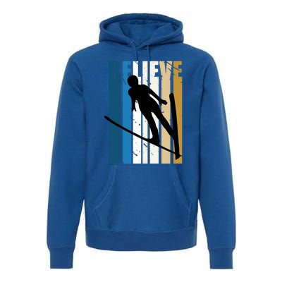 Retro Alpine Ski Jumping Jumper Female Competition Vintage Gift Premium Hoodie