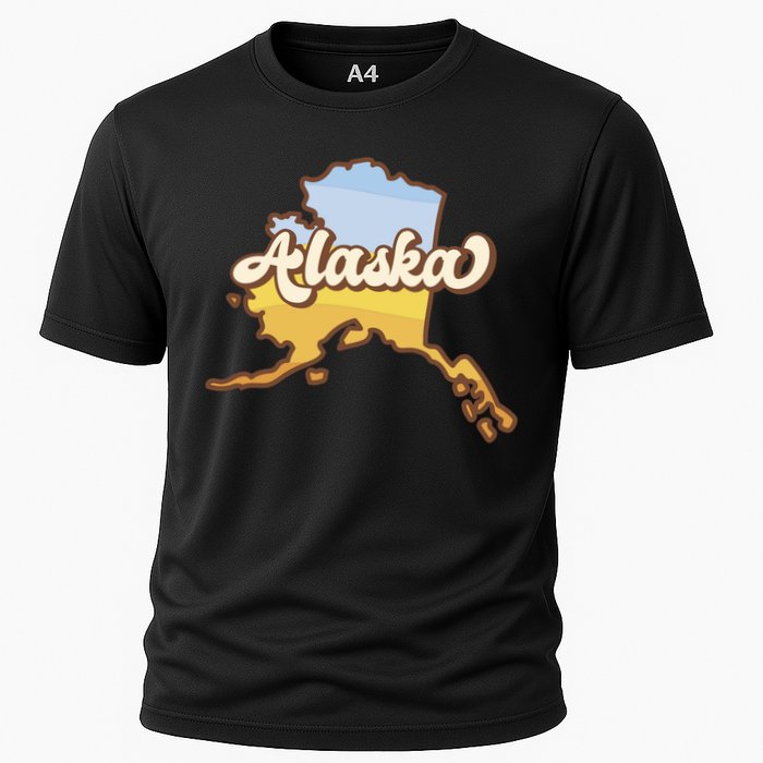 Retro Alaska State Logo Cooling Performance Crew T-Shirt