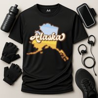 Retro Alaska State Logo Cooling Performance Crew T-Shirt