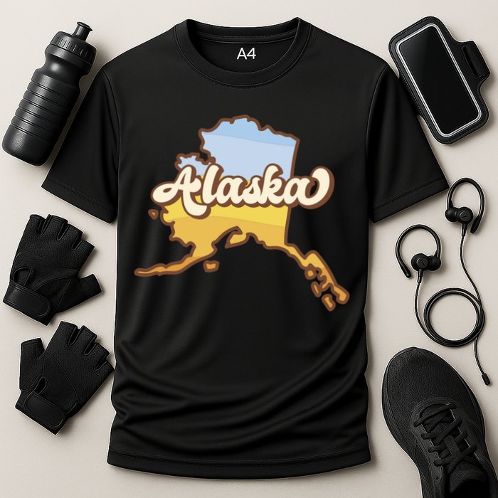 Retro Alaska State Logo Cooling Performance Crew T-Shirt