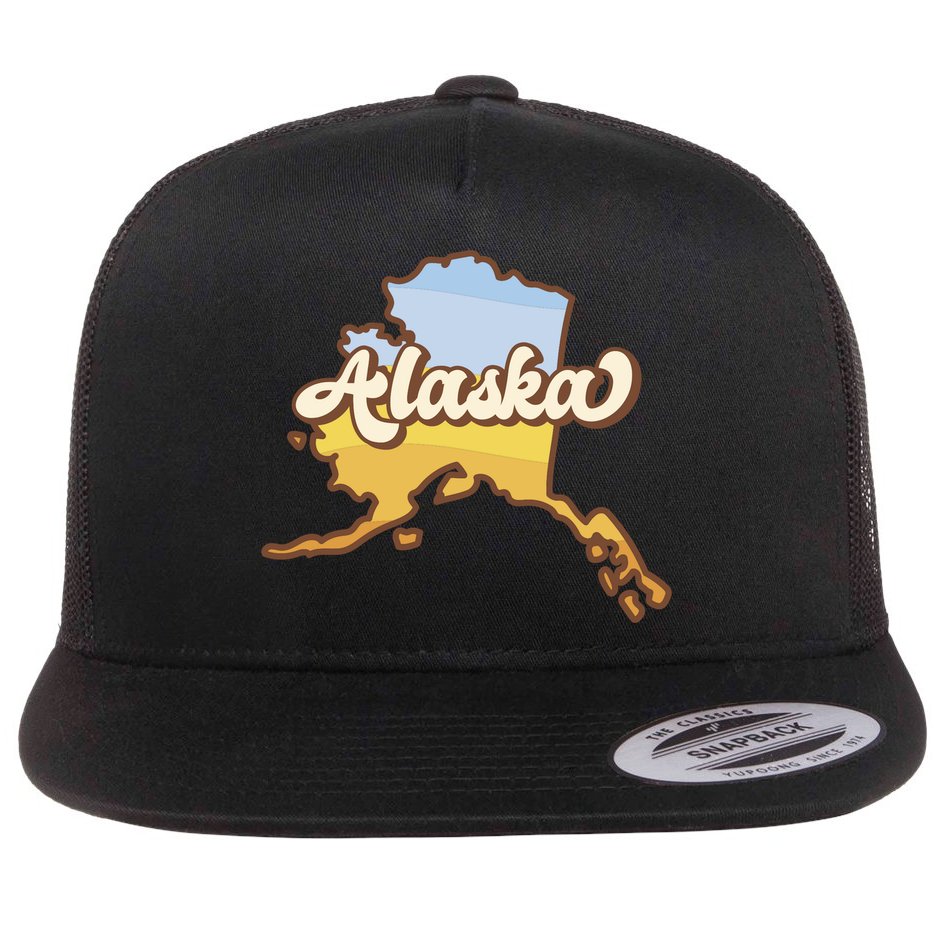 Retro Alaska State Logo Flat Bill Trucker Hat