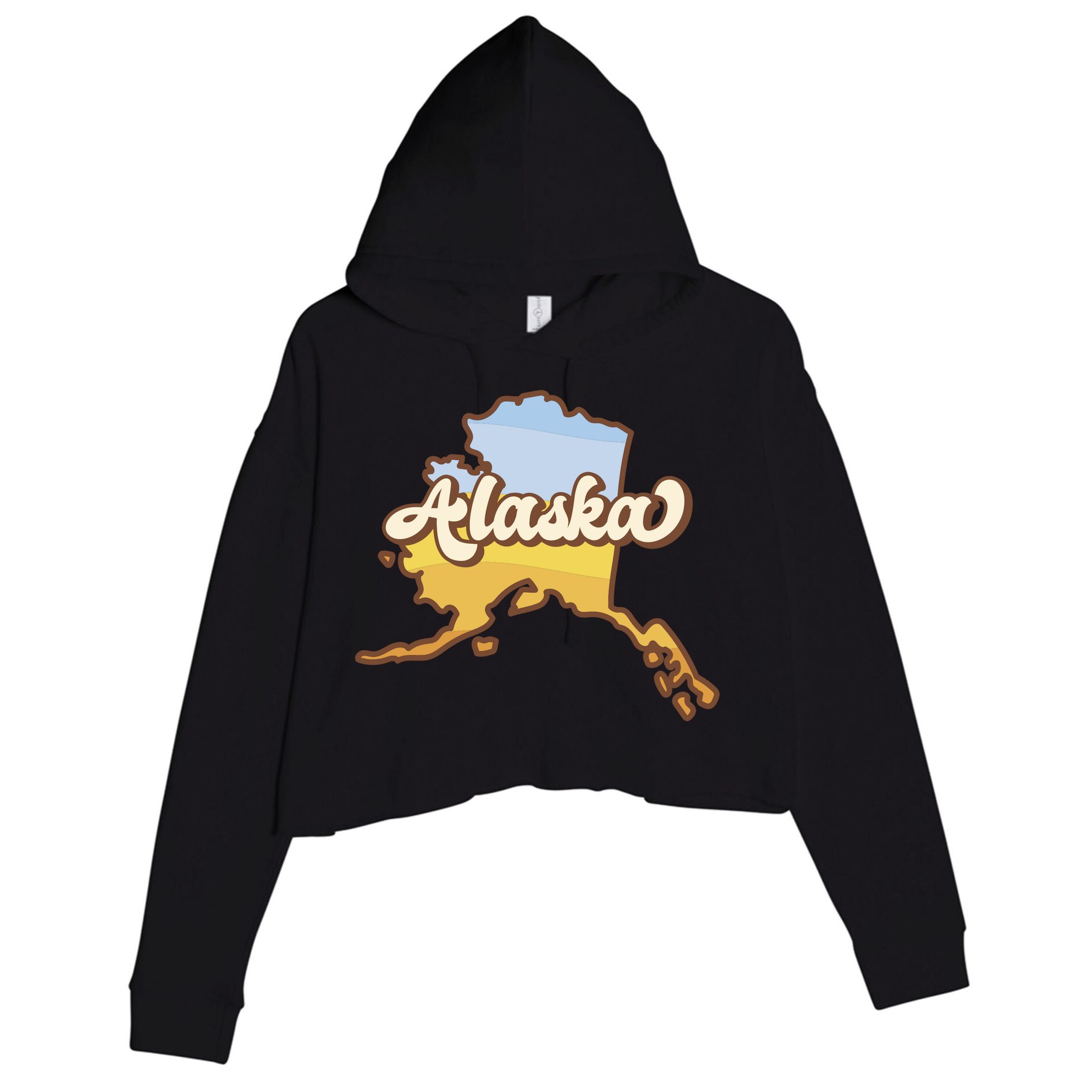 Retro Alaska State Logo Crop Fleece Hoodie