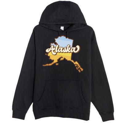 Retro Alaska State Logo Premium Pullover Hoodie