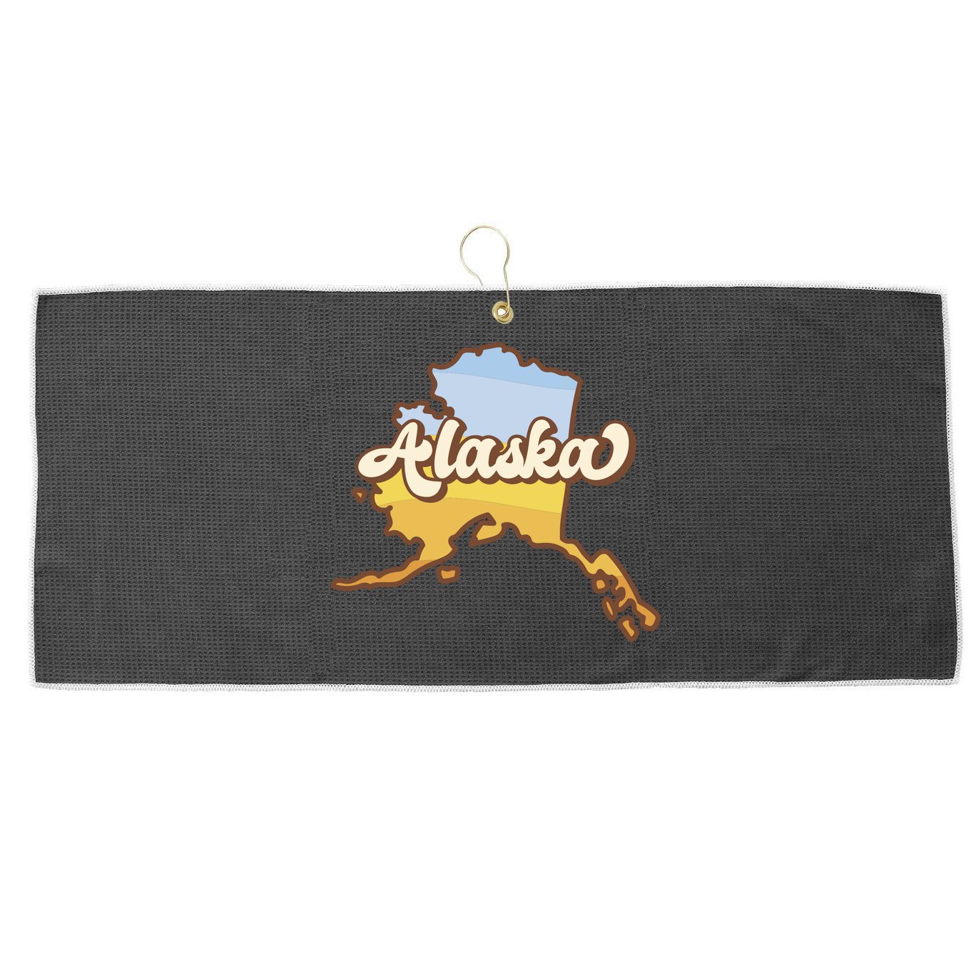 Retro Alaska State Logo Large Microfiber Waffle Golf Towel