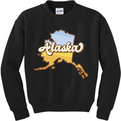 Retro Alaska State Logo Kids Sweatshirt