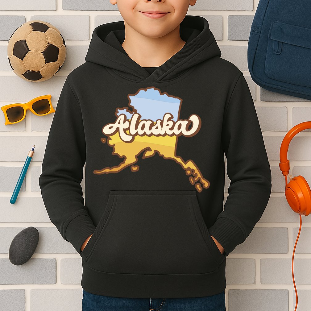 Retro Alaska State Logo Kids Hoodie