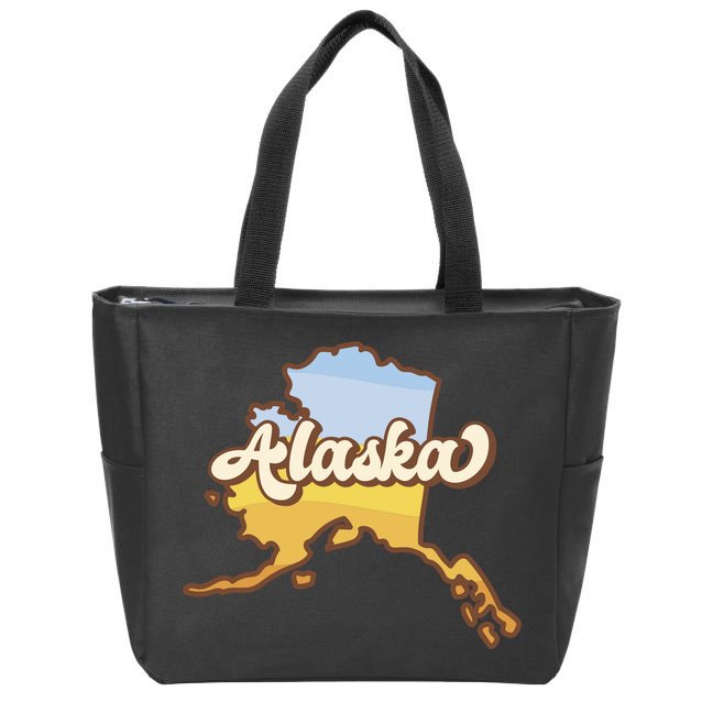 Retro Alaska State Logo Zip Tote Bag