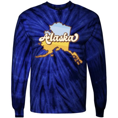 Retro Alaska State Logo Tie-Dye Long Sleeve Shirt