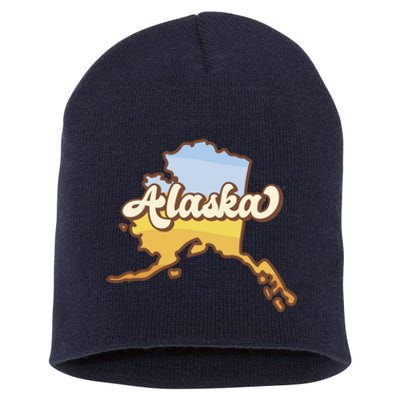 Retro Alaska State Logo Short Acrylic Beanie