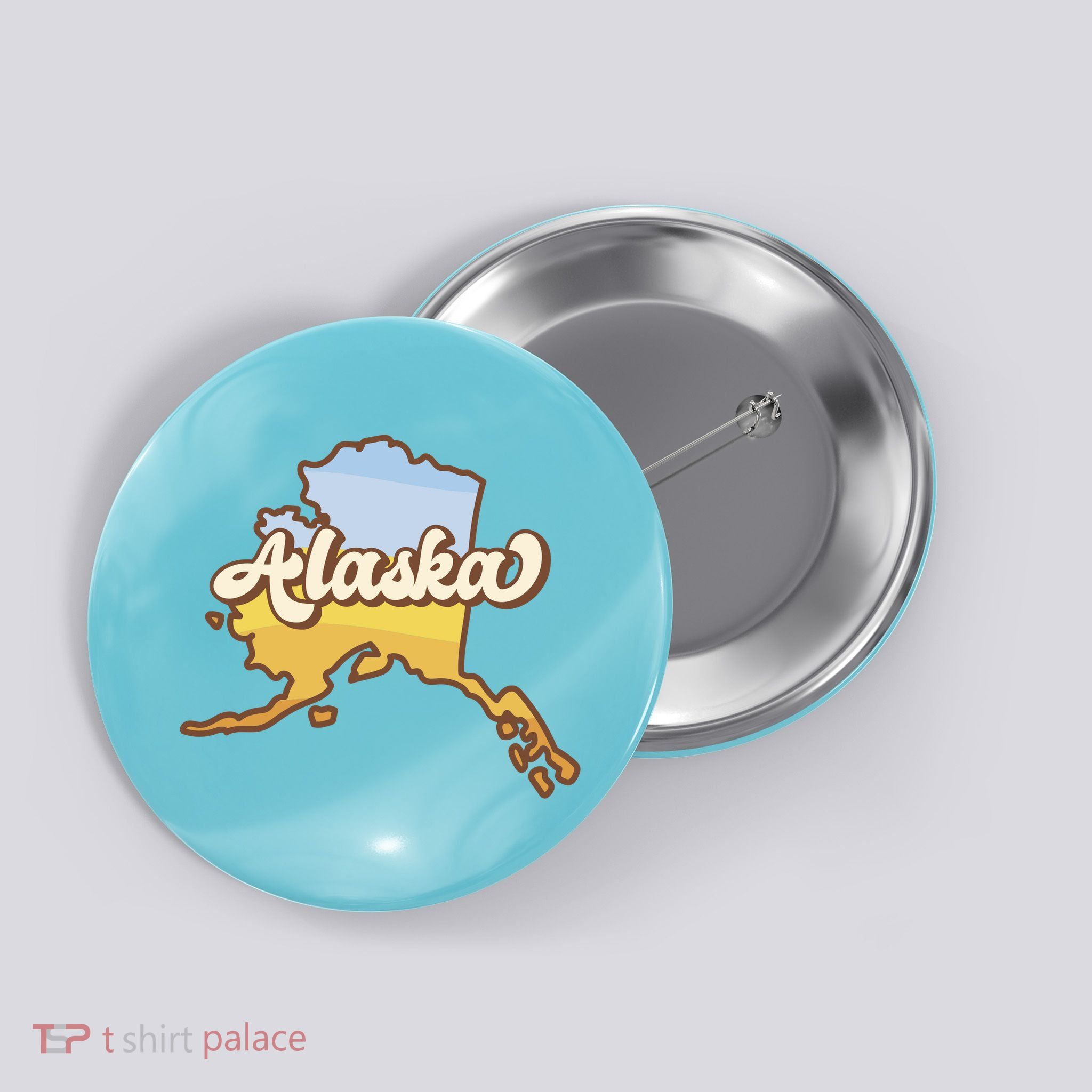 Retro Alaska State Logo Button
