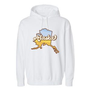 Retro Alaska State Logo Garment-Dyed Fleece Hoodie