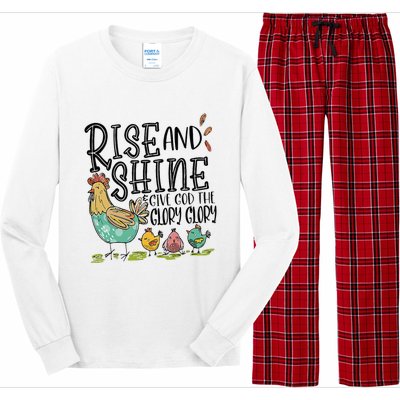 Rise And Shine Give God The Glory Funny Chicken Christian Long Sleeve Pajama Set