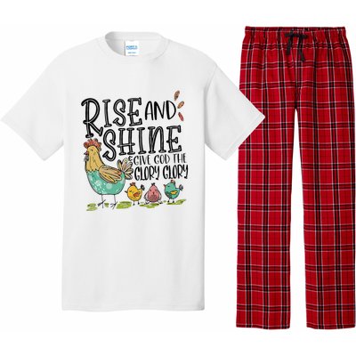 Rise And Shine Give God The Glory Funny Chicken Christian Pajama Set