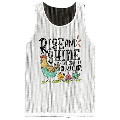 Rise And Shine Give God The Glory Funny Chicken Christian Mesh Reversible Basketball Jersey Tank