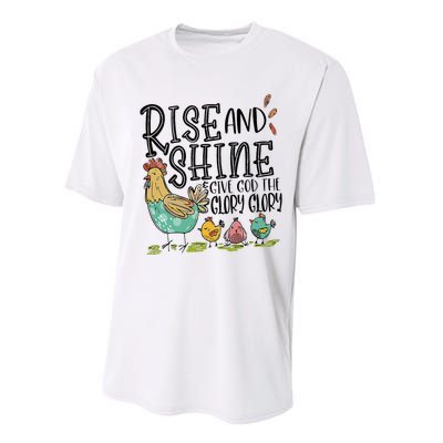 Rise And Shine Give God The Glory Funny Chicken Christian Performance Sprint T-Shirt