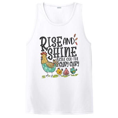 Rise And Shine Give God The Glory Funny Chicken Christian PosiCharge Competitor Tank