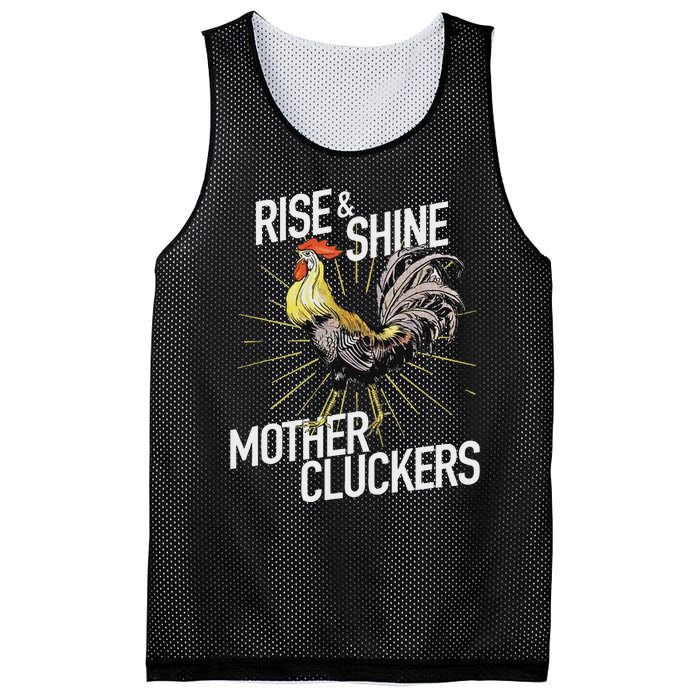 Rise And Shine Mother Cluckers Funny Chicken Mesh Reversible Basketball Jersey Tank