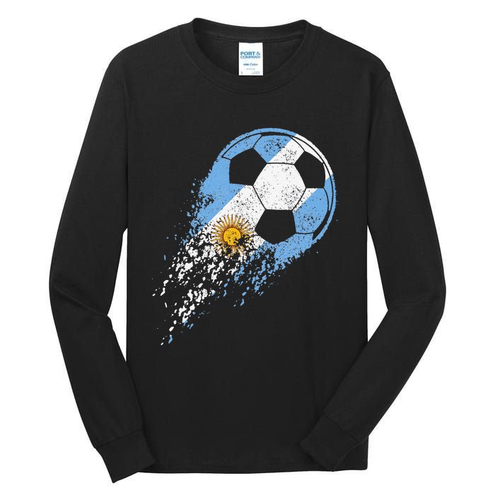 Retro Argentina Soccer Argentinian Flag Pride Soccer Tall Long Sleeve T-Shirt