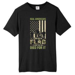 Real Americans Stand For Flag Meaningful Gift Us Veteran Veterans Day Great Gift Tall Fusion ChromaSoft Performance T-Shirt