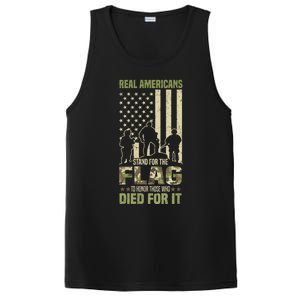 Real Americans Stand For Flag Meaningful Gift Us Veteran Veterans Day Great Gift PosiCharge Competitor Tank