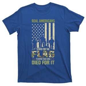 Real Americans Stand For Flag Meaningful Gift Us Veteran Veterans Day Great Gift T-Shirt