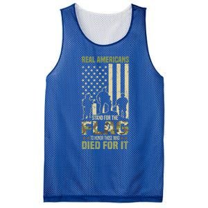 Real Americans Stand For Flag Meaningful Gift Us Veteran Veterans Day Great Gift Mesh Reversible Basketball Jersey Tank