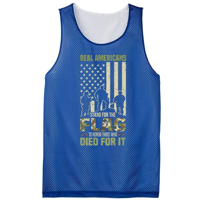 Real Americans Stand For Flag Meaningful Gift Us Veteran Veterans Day Great Gift Mesh Reversible Basketball Jersey Tank