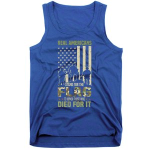 Real Americans Stand For Flag Meaningful Gift Us Veteran Veterans Day Great Gift Tank Top