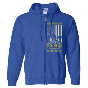 Real Americans Stand For Flag Meaningful Gift Us Veteran Veterans Day Great Gift Full Zip Hoodie