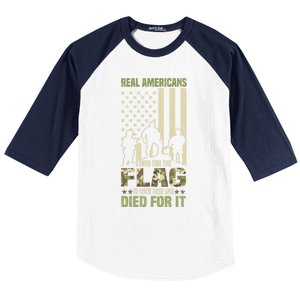 Real Americans Stand For Flag Meaningful Gift Us Veteran Veterans Day Great Gift Baseball Sleeve Shirt