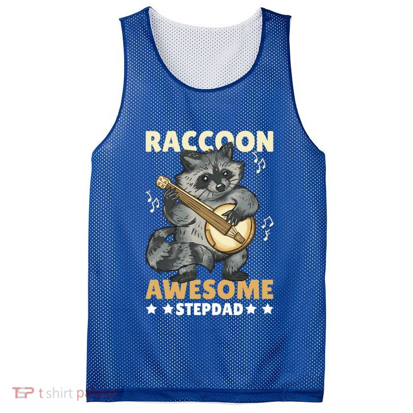 Raccoon Awesome Stepdad For Father's Day Gift Mesh Reversible Basketball Jersey Tank