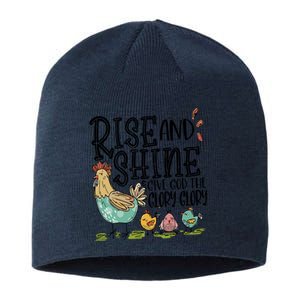 Rise And Shine Give God The Glory Funny Chicken Christian Sustainable Beanie