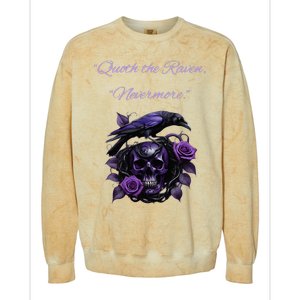 Raven And Skull With Roses Quoth The Raven Colorblast Crewneck Sweatshirt