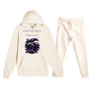 Raven And Skull With Roses Quoth The Raven Premium Hooded Sweatsuit Set