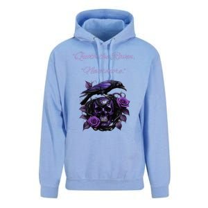 Raven And Skull With Roses Quoth The Raven Unisex Surf Hoodie