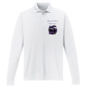 Raven And Skull With Roses Quoth The Raven Performance Long Sleeve Polo