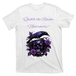 Raven And Skull With Roses Quoth The Raven T-Shirt