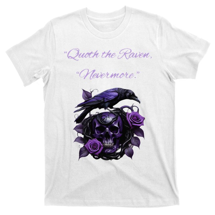 Raven And Skull With Roses Quoth The Raven T-Shirt