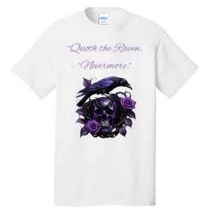 Raven And Skull With Roses Quoth The Raven Tall T-Shirt