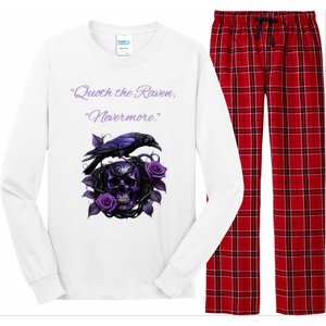 Raven And Skull With Roses Quoth The Raven Long Sleeve Pajama Set