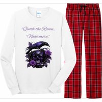 Raven And Skull With Roses Quoth The Raven Long Sleeve Pajama Set