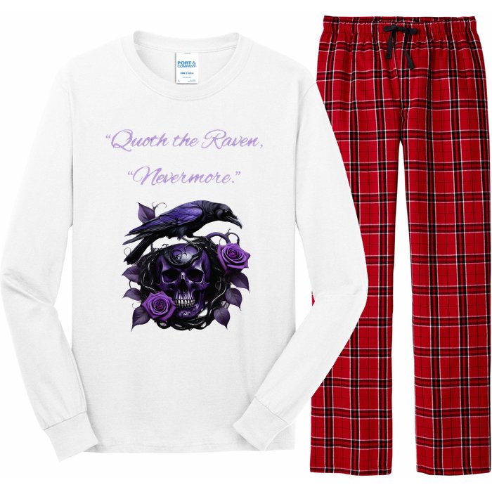 Raven And Skull With Roses Quoth The Raven Long Sleeve Pajama Set